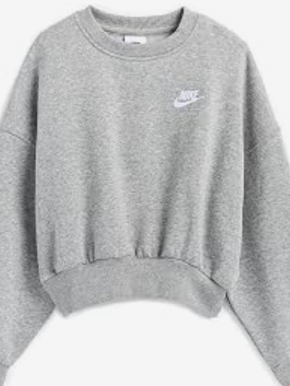 Nike Girl's Light Grey Cropped Crew Sweatshirt - Size S